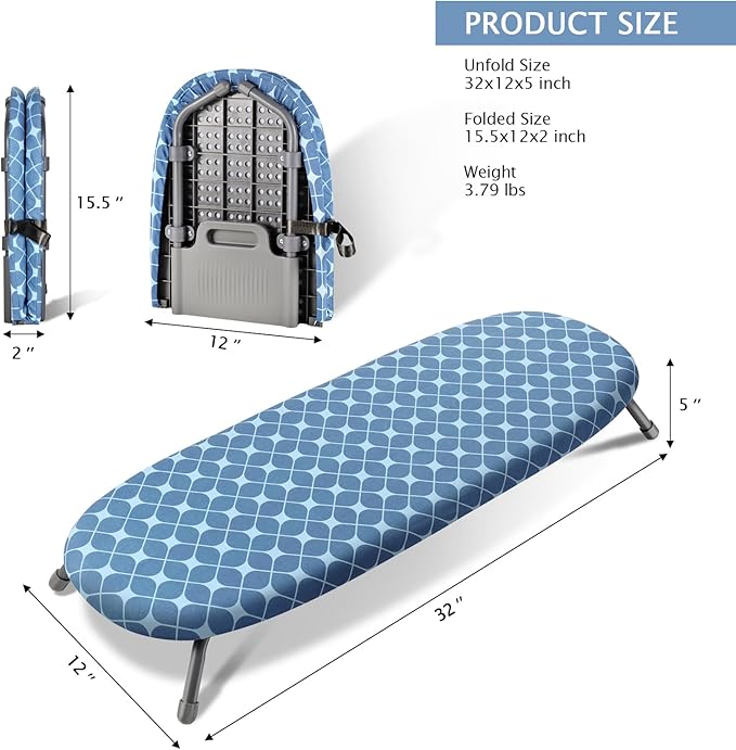 SheeChung Tabletop Ironing Board 12"x32", Small Ironing Boards