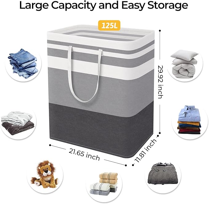 HomeHacks 4-Pack Large Laundry Basket, Waterproof, Freestanding Laundry Hamper