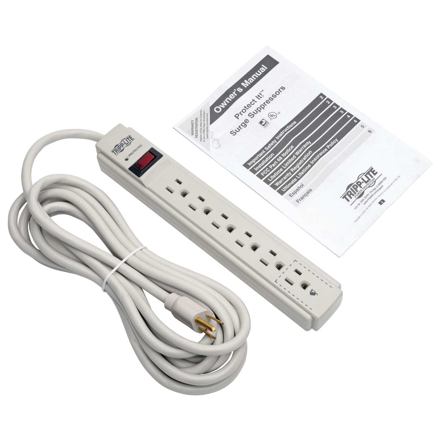 Eaton Tripp Lite series 6 Outlet Surge Protector Power Strip, 6ft Extension Cord, 900 Joules, 15A Circuit Breaker, UL Certified, Black (TLP606B)
