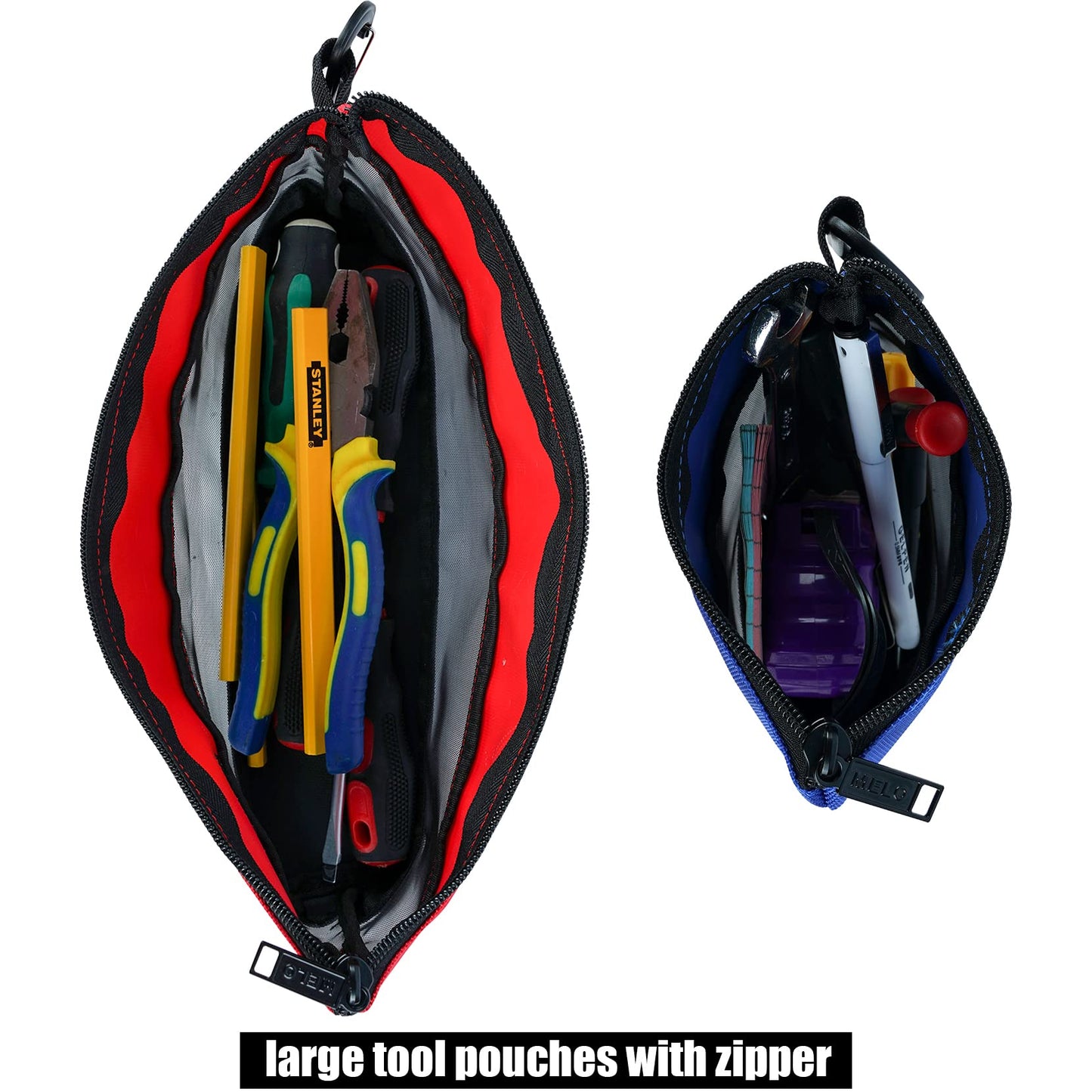 MELOTOUGH 2 Pack Zipper Utility Tool Bag，Small Zipper Bags/Multi-Purpose Tool Pouch Tote Bags Storage Organizer with Mesh Window for Screwdrivers,Pliers,Nut Drivers