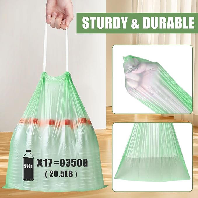 4 Gallon Trash Bags Drawstring 100 Count, JUKFITA Strong Small Garbage Bag