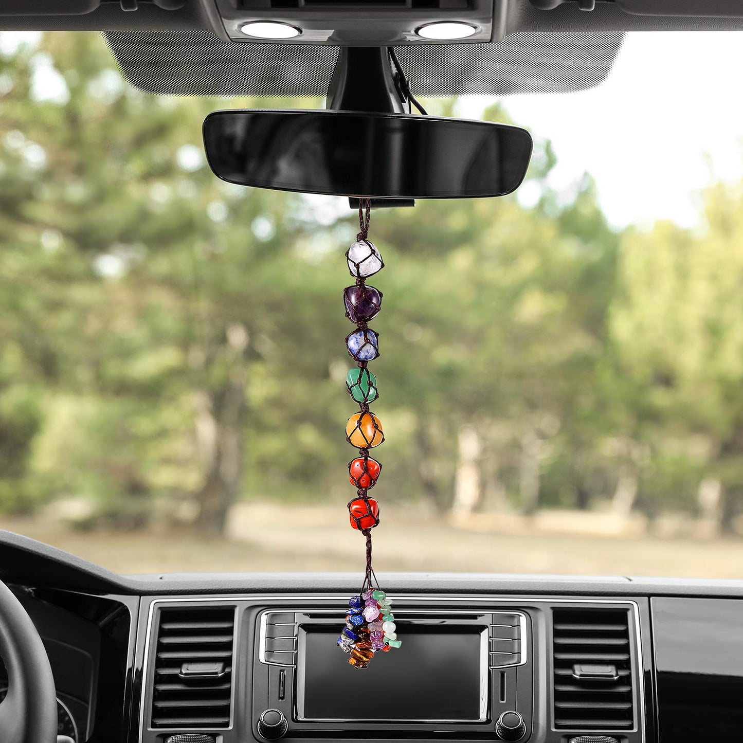 7 Chakra Gemstones Crystal Healing Hanging Ornament, Good Luck Indoor Home Wall Decoration, Feng Shui Ornament, Car Window Decoration, Christmas Trees Ornament (1 Piece)