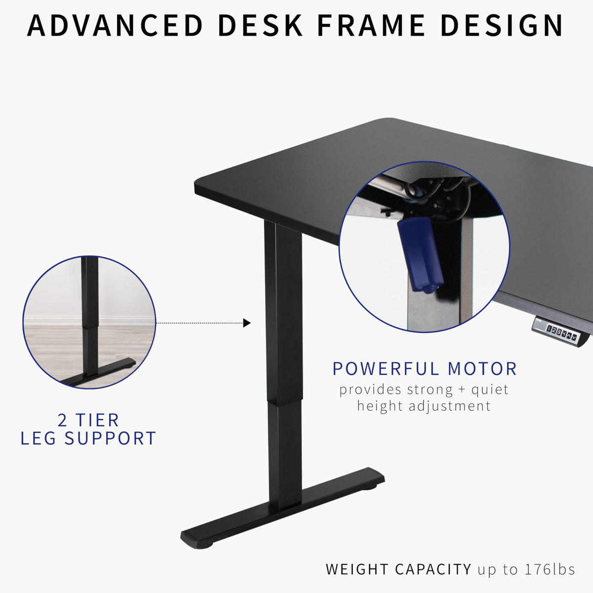 VIVO Electric 60 x 24 in Standing Desk, Memory Height Adjustment, 1B Series, Holds 220 lbs, One-Piece Black Top, Black Frame, DESK-KIT-1B6B