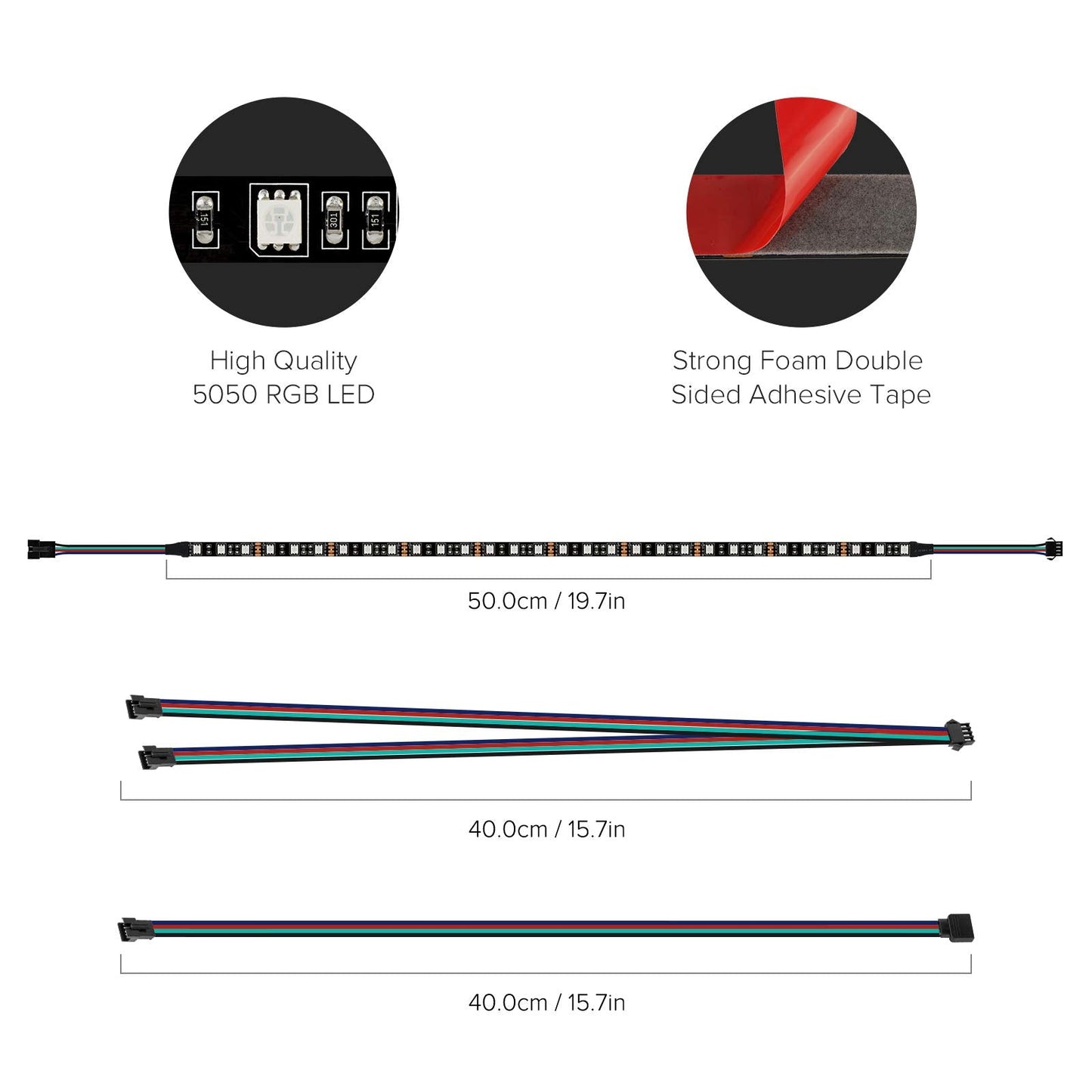 BTF-LIGHTING PC RGB Strip 2PCs 19.7in for 12V 4Pin LED Headers for ASUS Aura Sync, Gigabyte RGB Fusion, MSI Mystic Light