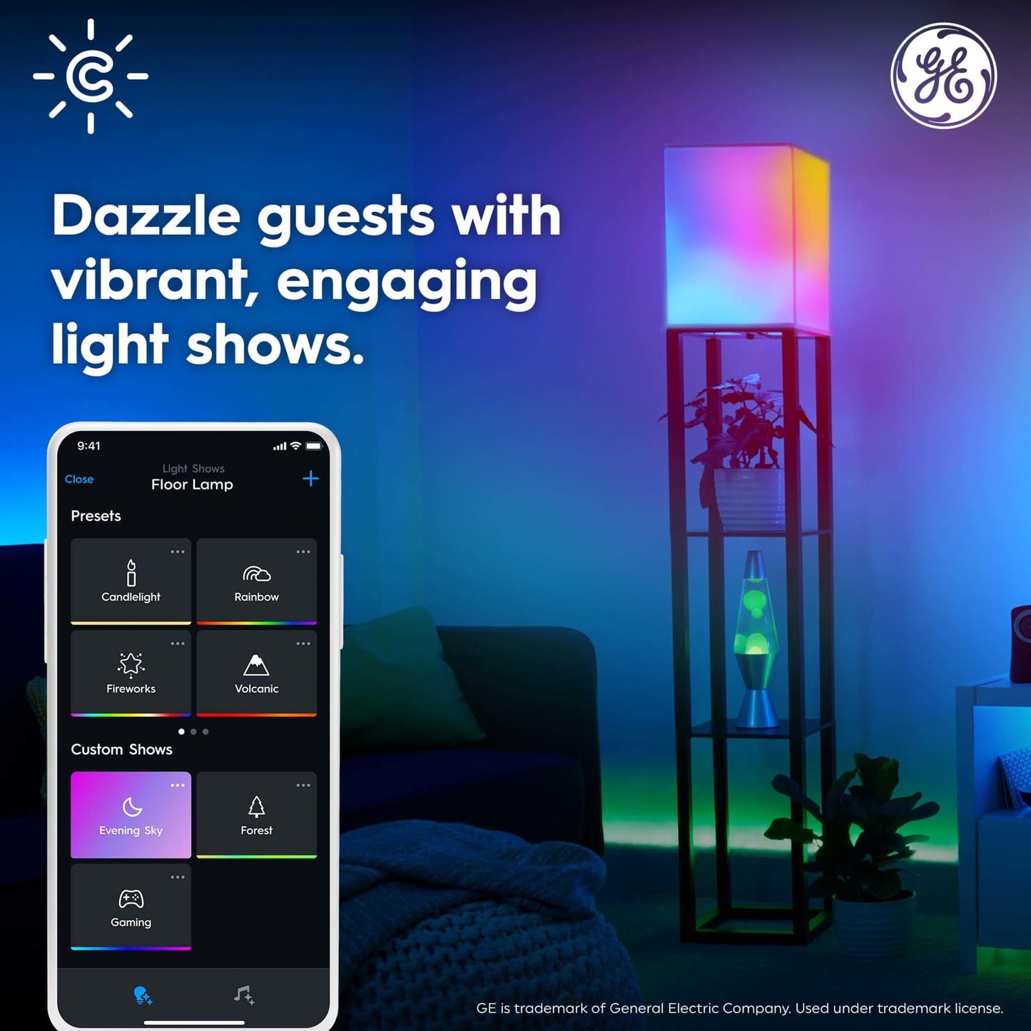 GE Cync Dynamic Effects A19 LED Smart Light Bulbs, Bluetooth and WiFi Color Changing Lights with Music Sync, Compatible with Alexa and Google Home (2 Pack)