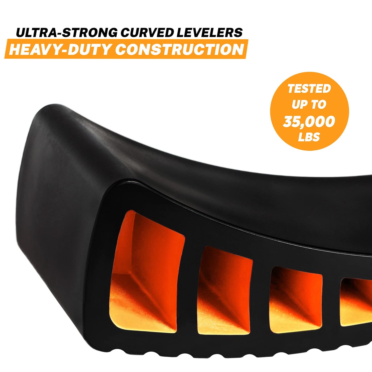 CARMTEK Camper Leveler Kit - Curved RV Levelers with Camper Wheel Chocks for Travel Trailers | Faster Camping Leveling Than RV Leveling Blocks (1 Pack)