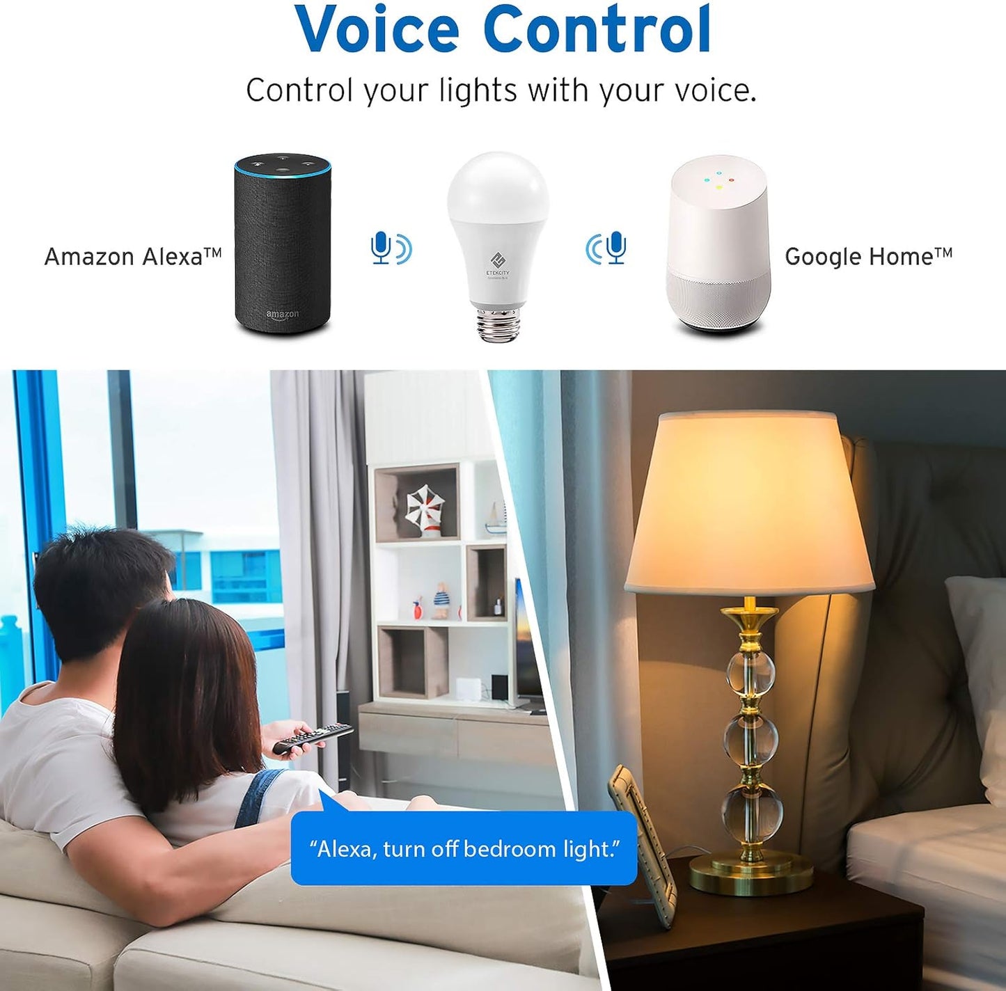 Etekcity ESL100 Smart Light Bulb Compatible with Alexa, Google Home and IFTTT, 4 Count (Pack of 1), 9W (60W Equivalent), 806LM, 2700K, No Hub Required, 4 Pack