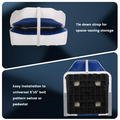 GarveeLife 2 Pack Boat Seats, High Back Folding Boat Seats - Fishing Boat Chairs With Thick Sponge Padding, Stainless Steel Screws & Fold-Down Design for Speedboat, Canoe, Sightseeing Boats