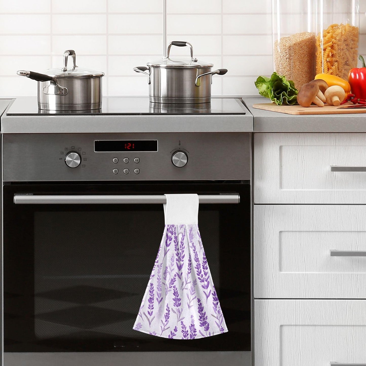 Boccsty Purple Lavender Hanging Kitchen Towels 2 Pieces Spring Summer Flower Floral Dish Cloth Tie Towels Hand Towel Tea Bar Towels for Bathroom Farmhouse Housewarming Tabletop Home