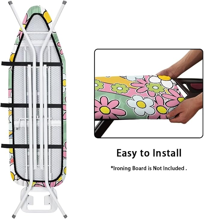 Daisy Stripe Ironing Board Cover Resist Scorching Table Top Ironing Board Cover