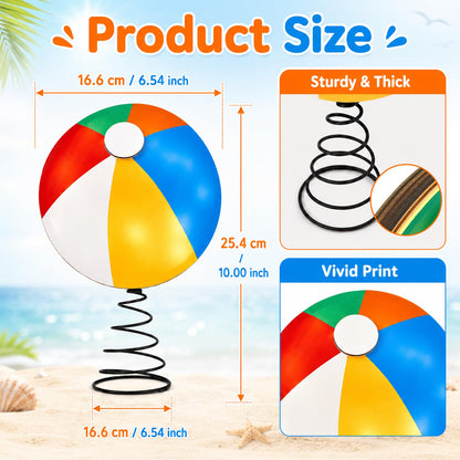 APUDWN 10 x 6.5 Inch Wood Beach Ball Tree Topper with LED Lights, Christmas in July Summer Tree Decorations for Tropical Pool Party Hawaiian Theme Battery Powered Beach Ball Holiday Decor