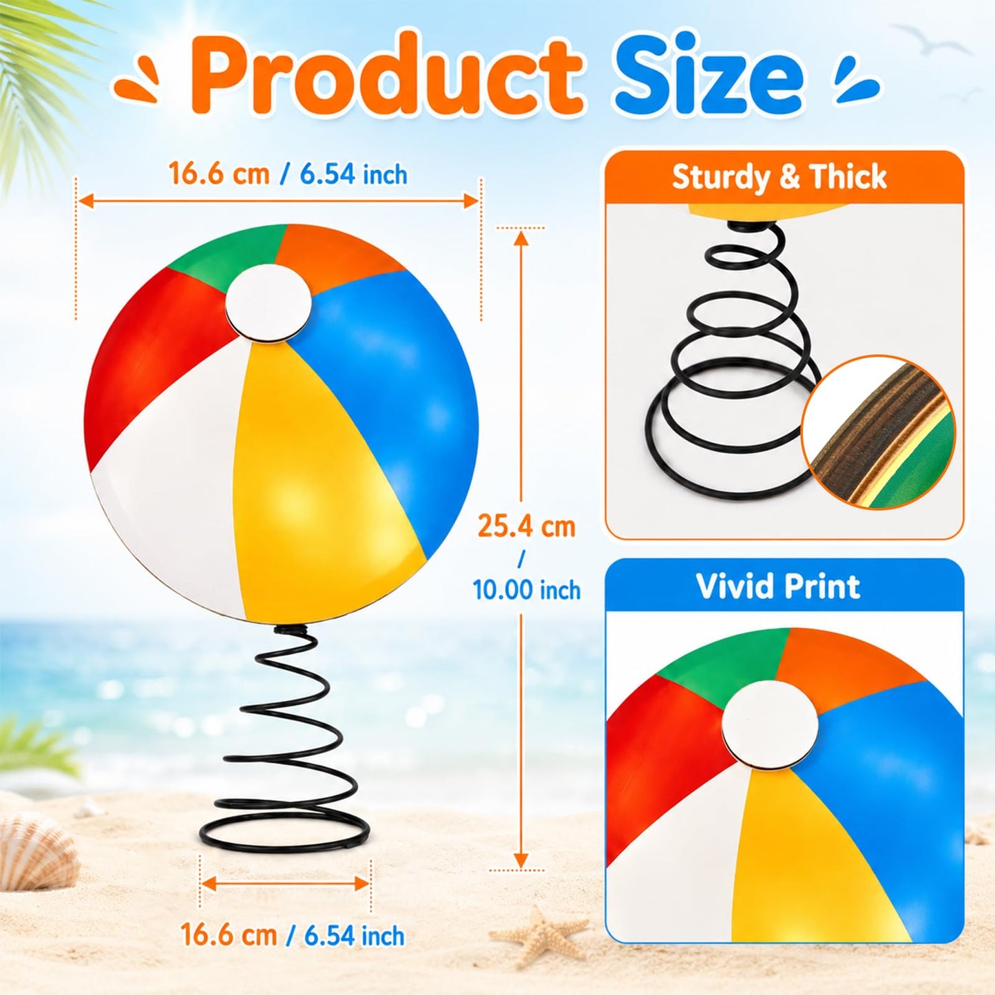 APUDWN 10 x 6.5 Inch Wood Beach Ball Tree Topper with LED Lights, Christmas in July Summer Tree Decorations for Tropical Pool Party Hawaiian Theme Battery Powered Beach Ball Holiday Decor
