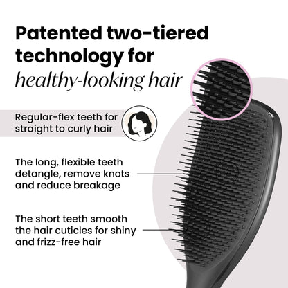 Tangle Teezer Large Ultimate Detangler Hairbrush - For Wet & Dry Hair - Detangling Brush for Thick, Curly & Long Hair - Two-Tiered Teeth Reduce Breakage & Eliminate Knots - Large Paddle - Black Gloss