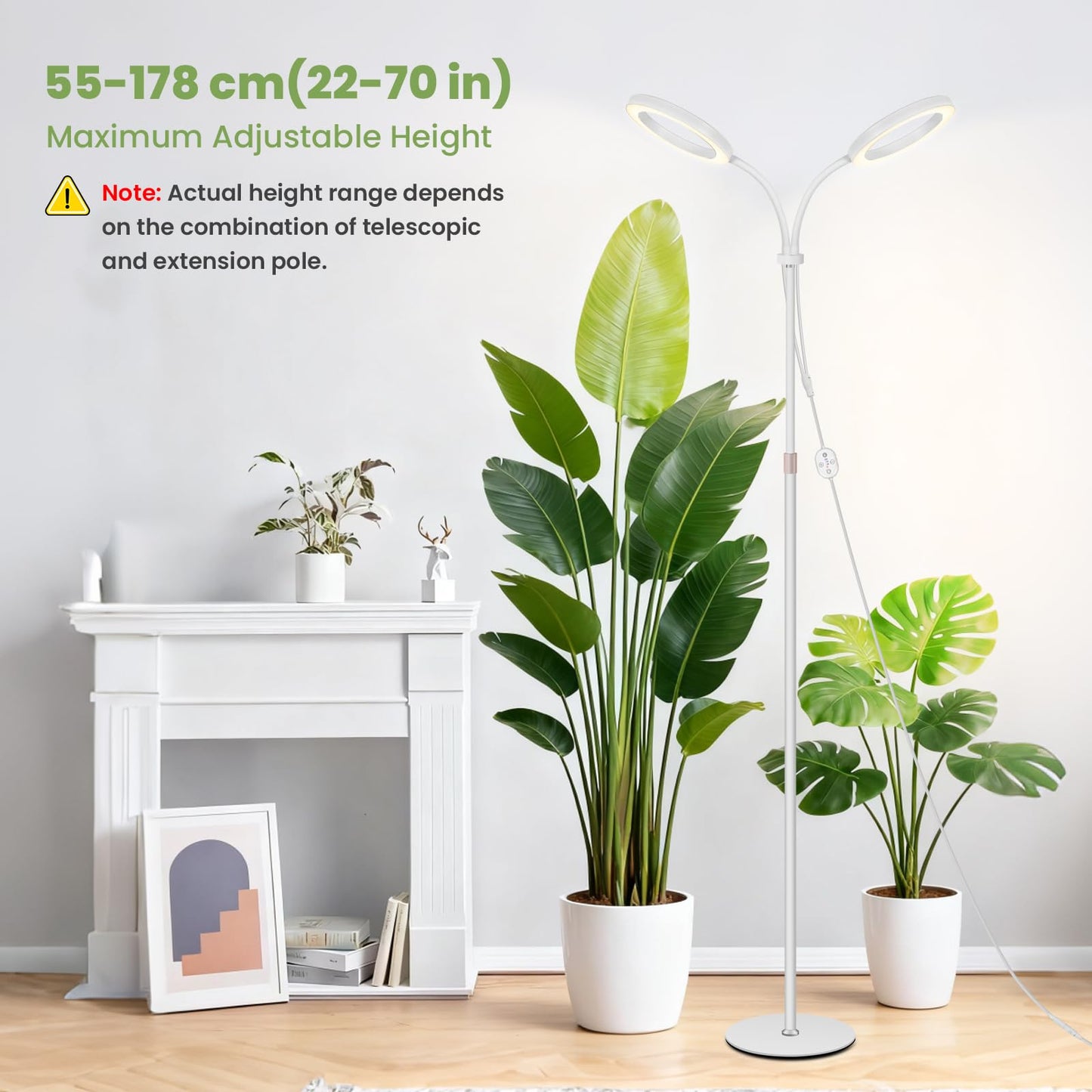 Large Plant Lights for Indoor Growing 24V, 660nm-Enhanced Full Spectrum, LUMILEDS LED Grow Light, 2×6.3in Grow lamp with Timer & Dimming, Adjustable Height 22-70in, 30W, 320μmol/s/m²@6in, K30-W