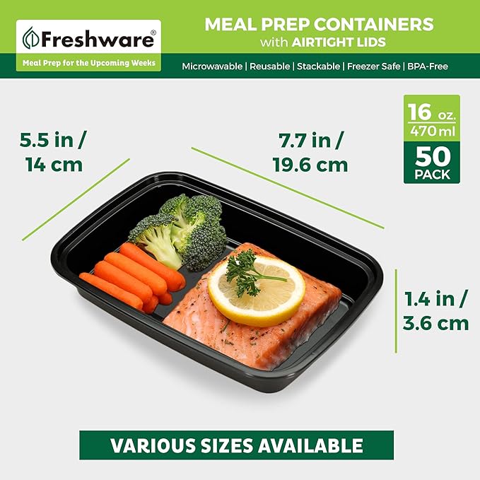 Freshware Meal Prep Containers 1 Compartment Food Storage Containers