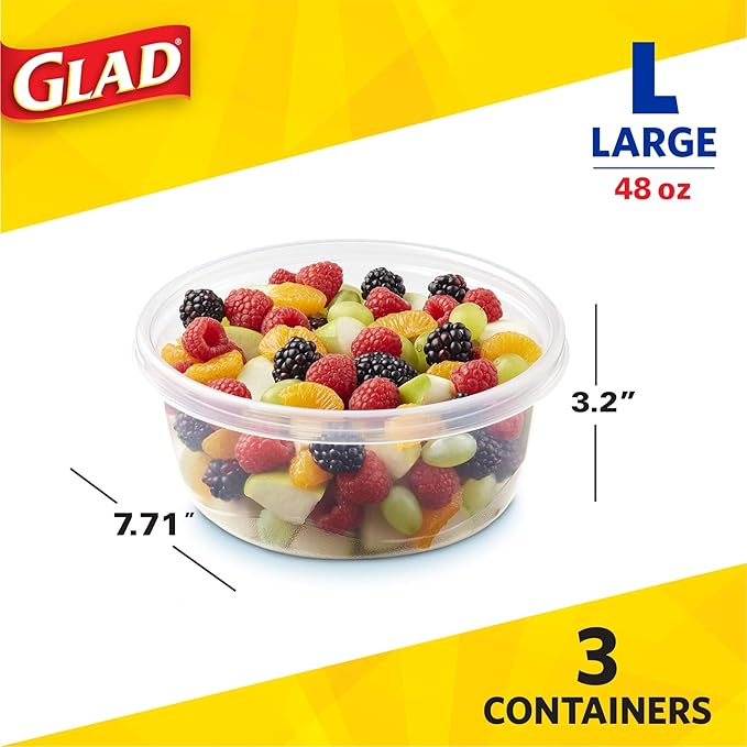 Glad Big Bowl Food Storage Containers, Large Round