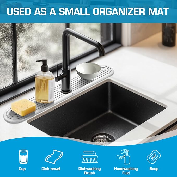 White 23.6" Oval Diatomite Stone Faucet Mat