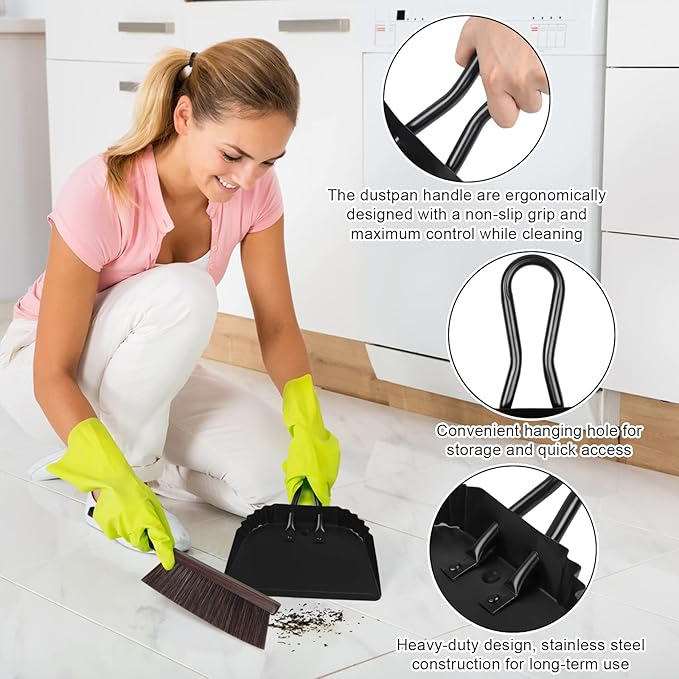Heavy Duty Black Metal Dust Pan -Handheld Dustpan
