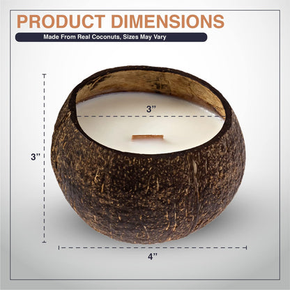 Cocobowlco Soy Coconut Candle - Vanilla Scent, Wood Wick, Real Coconut Shell, Eco-Friendly, 45+ Hours Burn Time