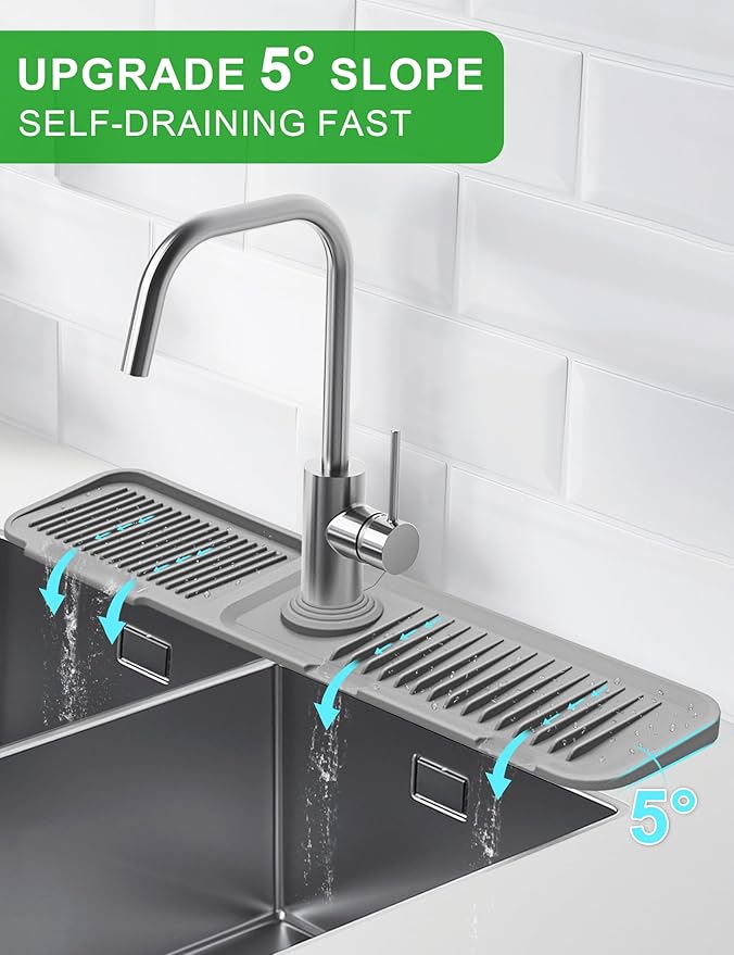 Kitchen Sink Splash Guard, 5°Slope Draining Mat
