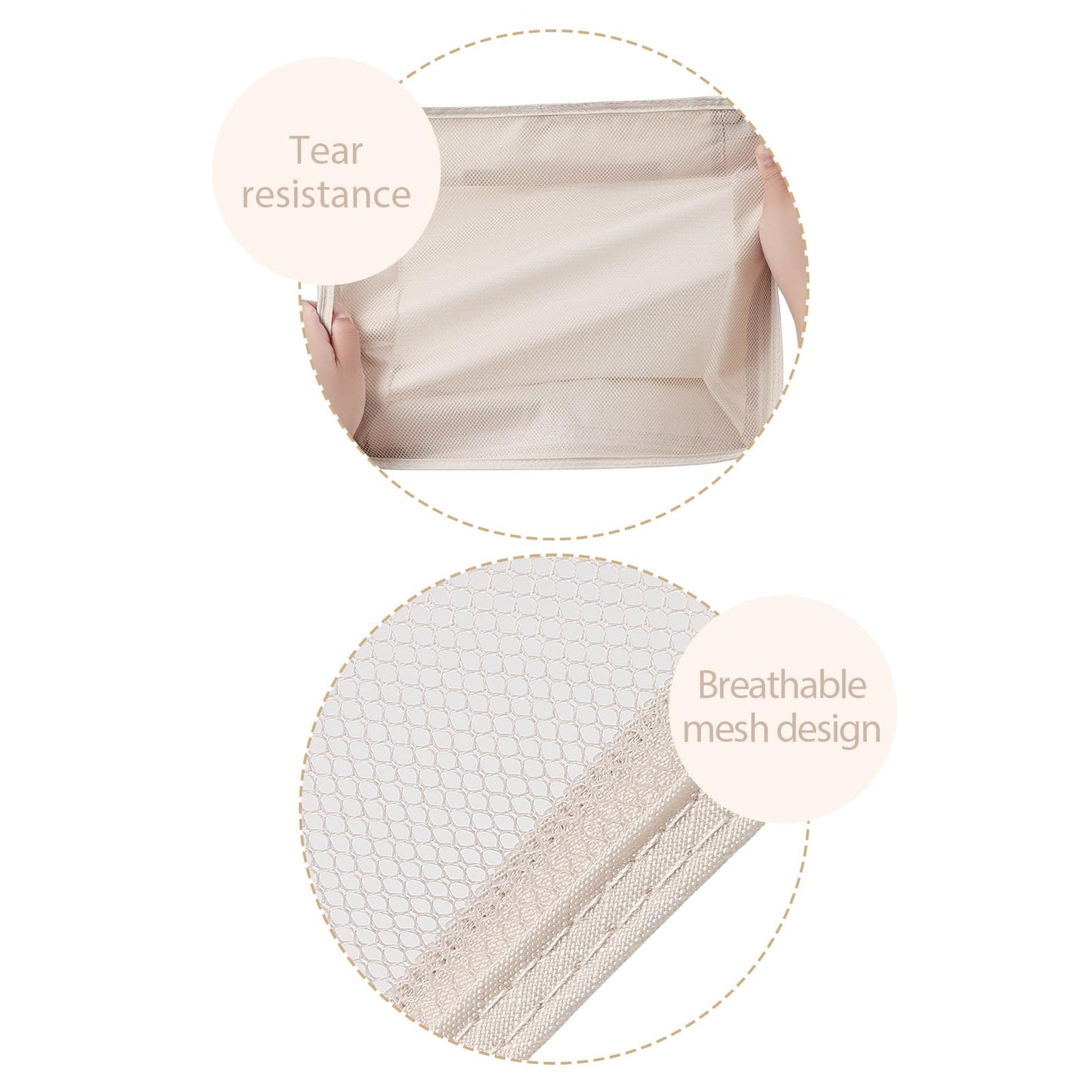 DIMJ Packing Cubes for Travel - Organizer Bags Set for Carry on Suitcase Lightweight Travel Cubes for luggage with Large Toiletries Bag (Cream)