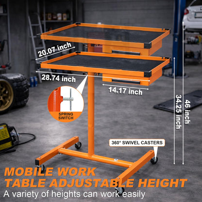 A A IN Heavy Duty Adjustable Work Table with Drawers, for Garages, Repair Shops and DIY, Portable. 220 Pounds Capacity.