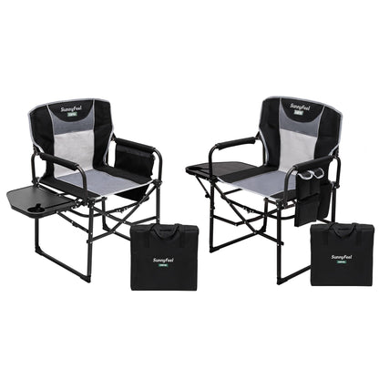 SUNNYFEEL Oversized Camping Directors Chair 2 Pack, Portable Folding Lawn Chairs for Adults Heavy Duty with Side Table,Pocket for Beach, Fishing,Picnic,Concert Outdoor, Foldable Camp Chairs