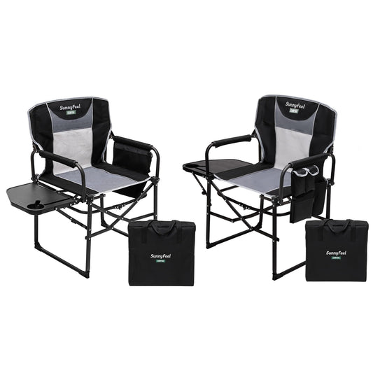 SUNNYFEEL Oversized Camping Directors Chair 2 Pack, Portable Folding Lawn Chairs for Adults Heavy Duty with Side Table,Pocket for Beach, Fishing,Picnic,Concert Outdoor, Foldable Camp Chairs