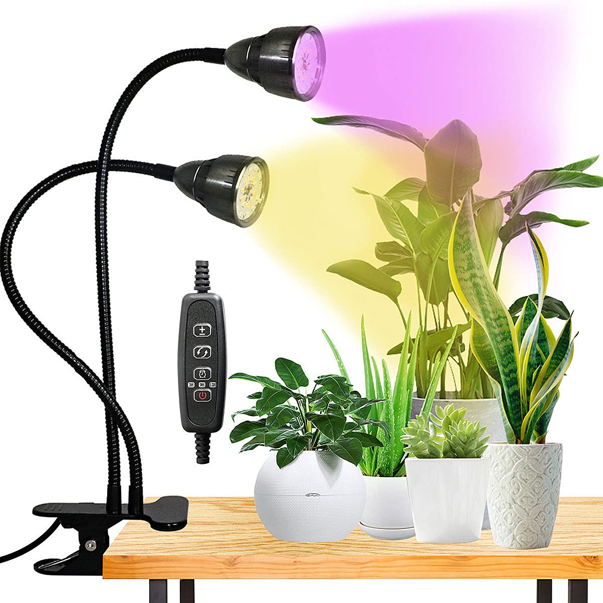 Grow Light for Indoor Plants Growing, Juhefa Gooseneck Clip-on Plant Lamp for Seedlings Succulents Seed Starting,3 Modes & 10-Level Brightness with Timer 3 9 12 Hrs