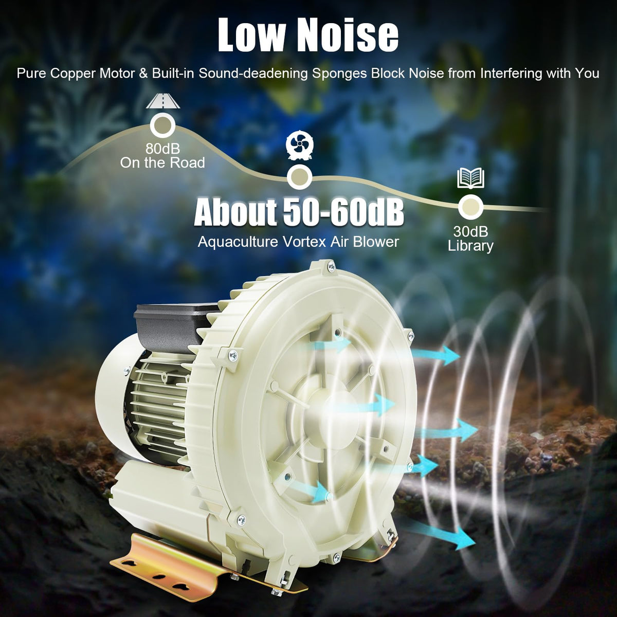 Air Pump Blower, 110V 370W Industrial Aquaculture Pond Fish Tank Vortex Air Blower Pump 12KPa High Pressure Industrial Air Pump Blower Oxygen Aerator for Liquid Filling Machine