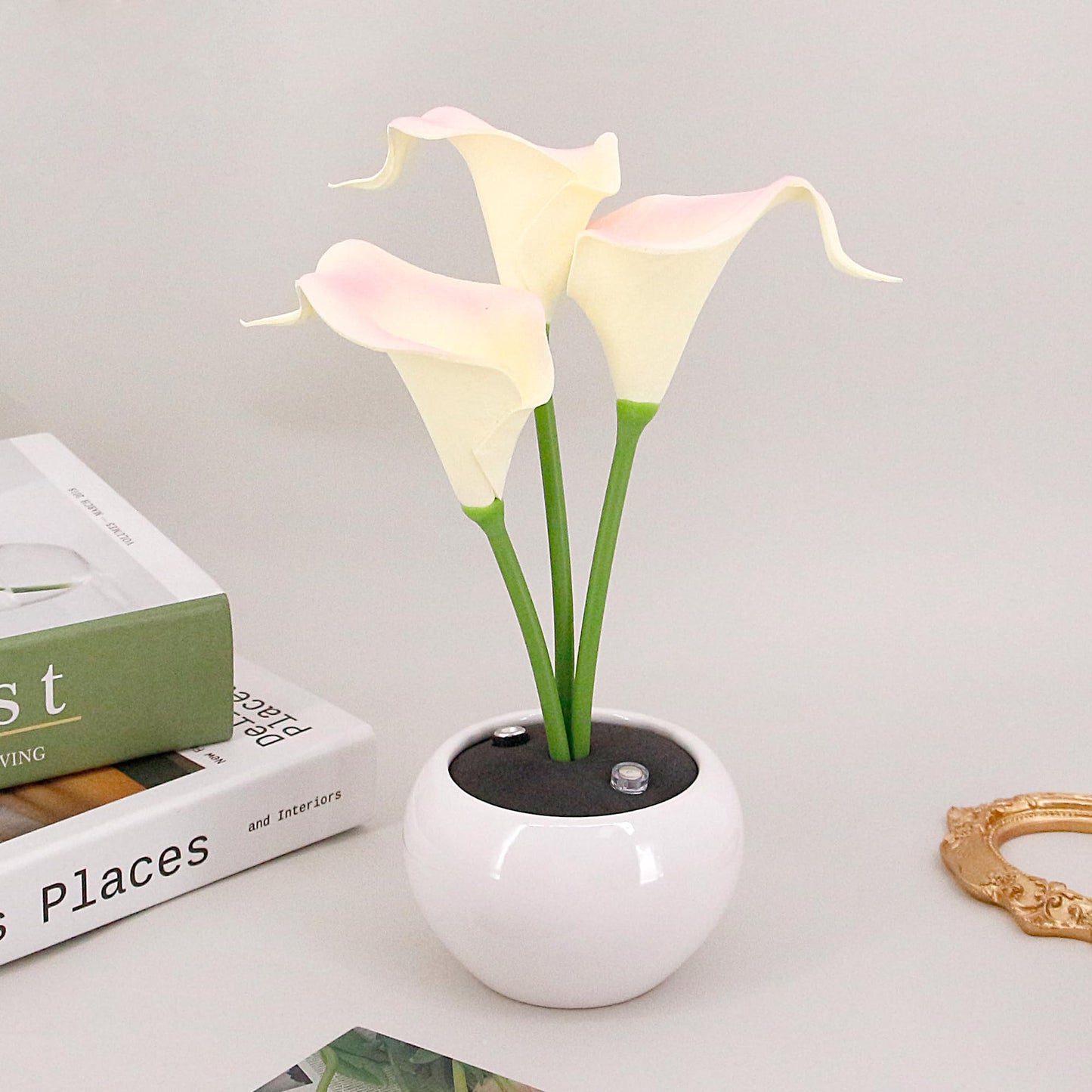 Naimo Flower Night Light Rechargeable LED Night Lamp Calla Lily Table Lamp for Bedroom Living Room Birthday Party Desktop Home Decor