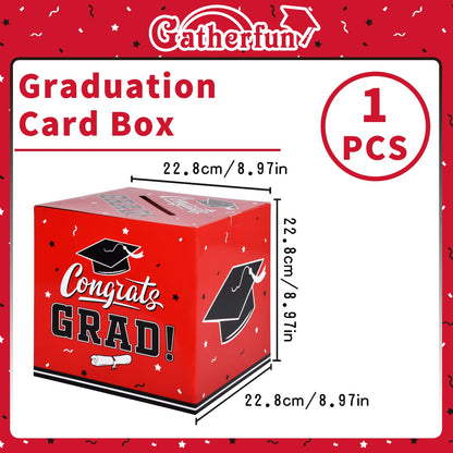 Gatherfun Graduation Decorations 2025 Grad Card Box for Gift Graduation Party Favors Decor Party Supplies Red