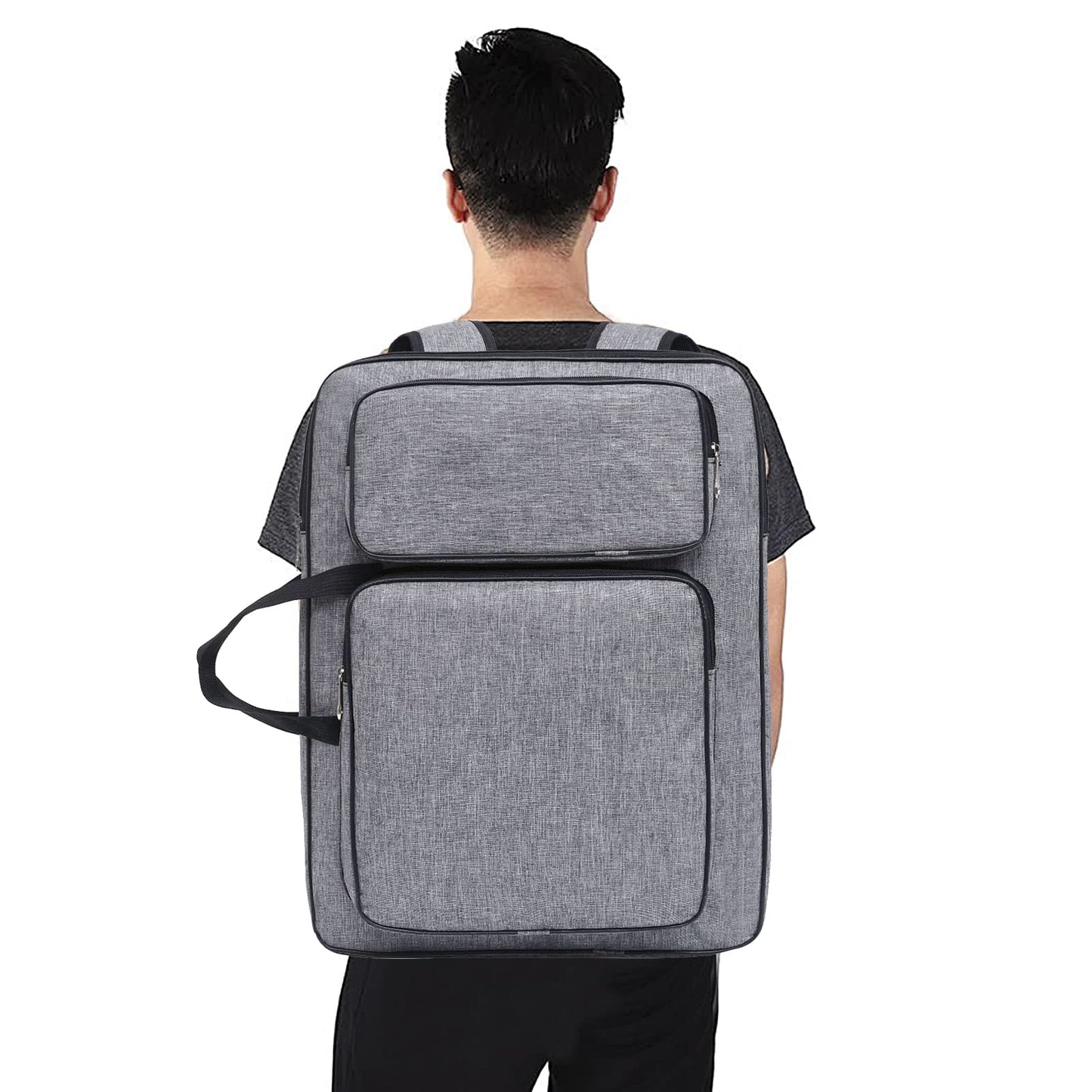 Art Portfolio Case A3 Artist Drawing Board Bag Waterproof Art Carrying Bag Portable Sketch Pad Storage Bag Artist Folder Case Tote Bag Shoulder Bag for Palette Paints Brushes Pencils (Grey)