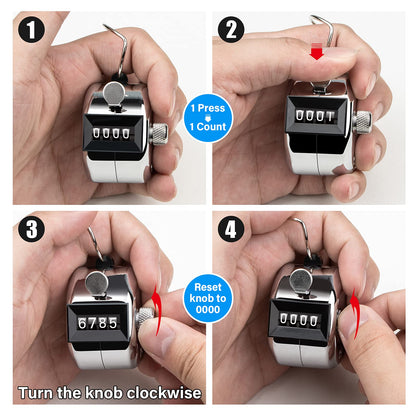 SDARMING Tally Counter, 4-Digit Clicker Counter, Metal Hand Tally Counters Clicker Pitch Counter for Counting, Knitting, Coaching, Golf, Lap, Fishing