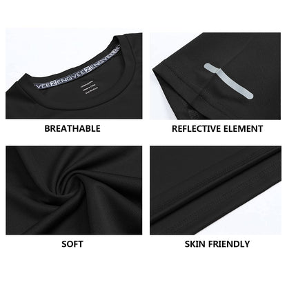 Gaiatiger 3 Pack Mens T-Shirts Quick Dry Running Tops Moisture Wicking Active Athletic Gym Short Sleeve Clothes(520)-Black Grey Nave-L