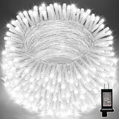 LAMPHOME 33ft Christmas Decorative Mini Lights, 100 LED Transparent Wire Fairy Starry String Lights Plug in, 11 Lighting Modes, for Indoor Outdoor Xmas Tree Wedding Party Decoration (White)