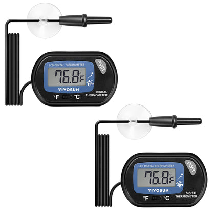 VIVOSUN 4-Pack LCD Digital Aquarium Thermometer Fish Tank Water Terrarium Temperature with Suction Cup for Turtle