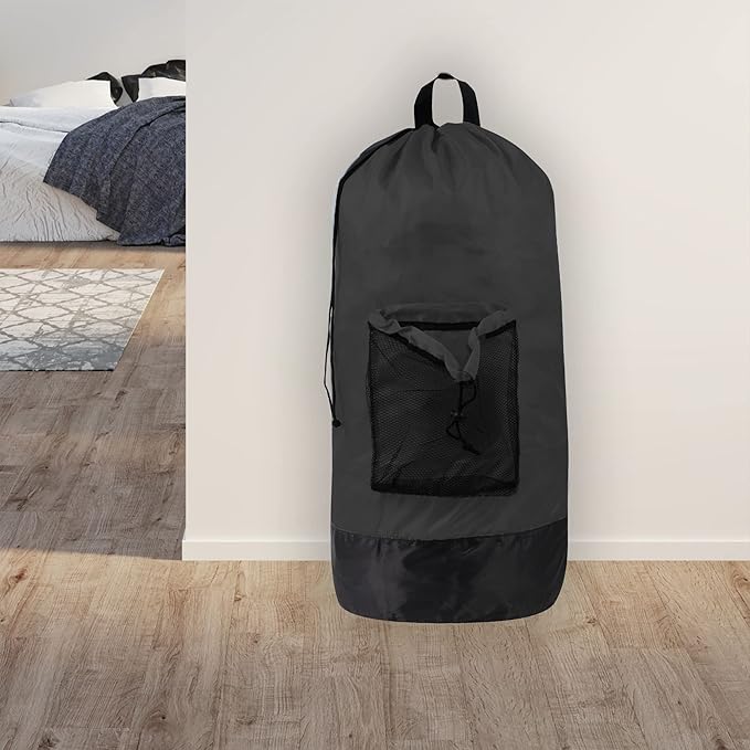 Laundry Bag Backpack with Shoulder Straps and Mesh Pocket Laundry Backpack