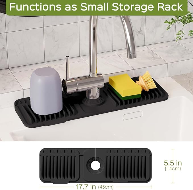 18 Inch Silicone Faucet Mat for Kitchen Sink Splash Guard – 2025 Upgraded