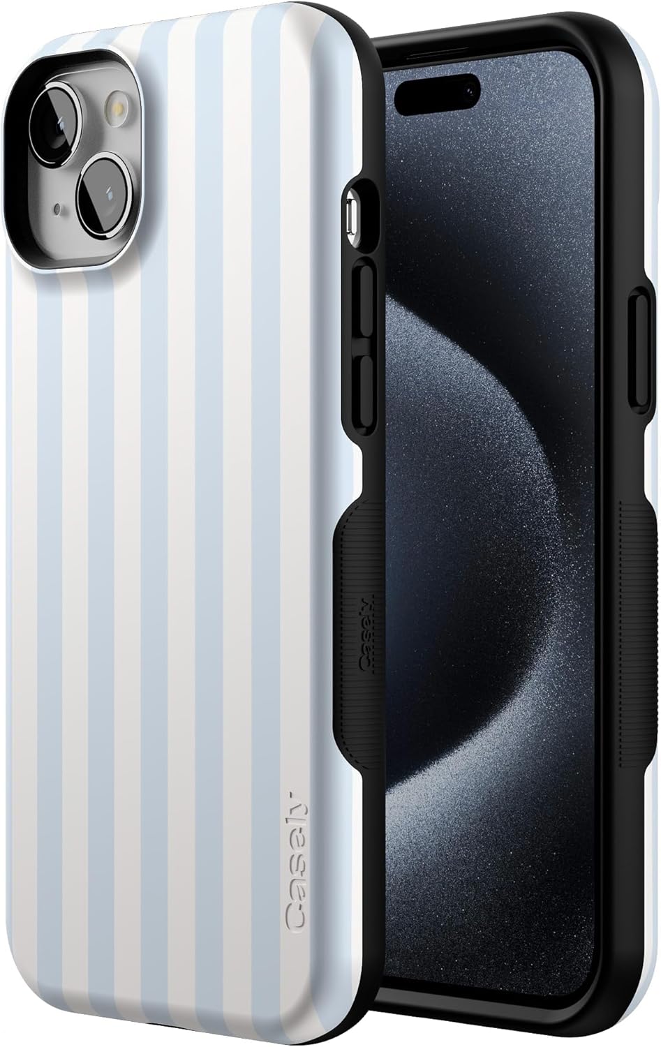 Casely iPhone 15 Case | Blue Stripes | Sunday Best | Compatible with MagSafe | Bold Protective Design