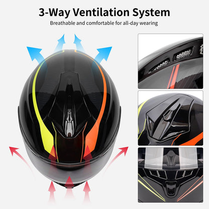 Bluetooth Motorcycle Helmet FreedConn BM12 DOT Full Face Bluetooth Helmets Motorcycle Dual Visor Helmet with Integrated Intercom System/ 2~3 Riders Pair/ 500M/ FM/ MP3/ Voice Dial (Multi-Color, XXL)