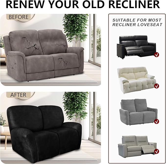 ANARACHON Loveseat Recliner Cover Leather Look Recliner Loveseat Covers