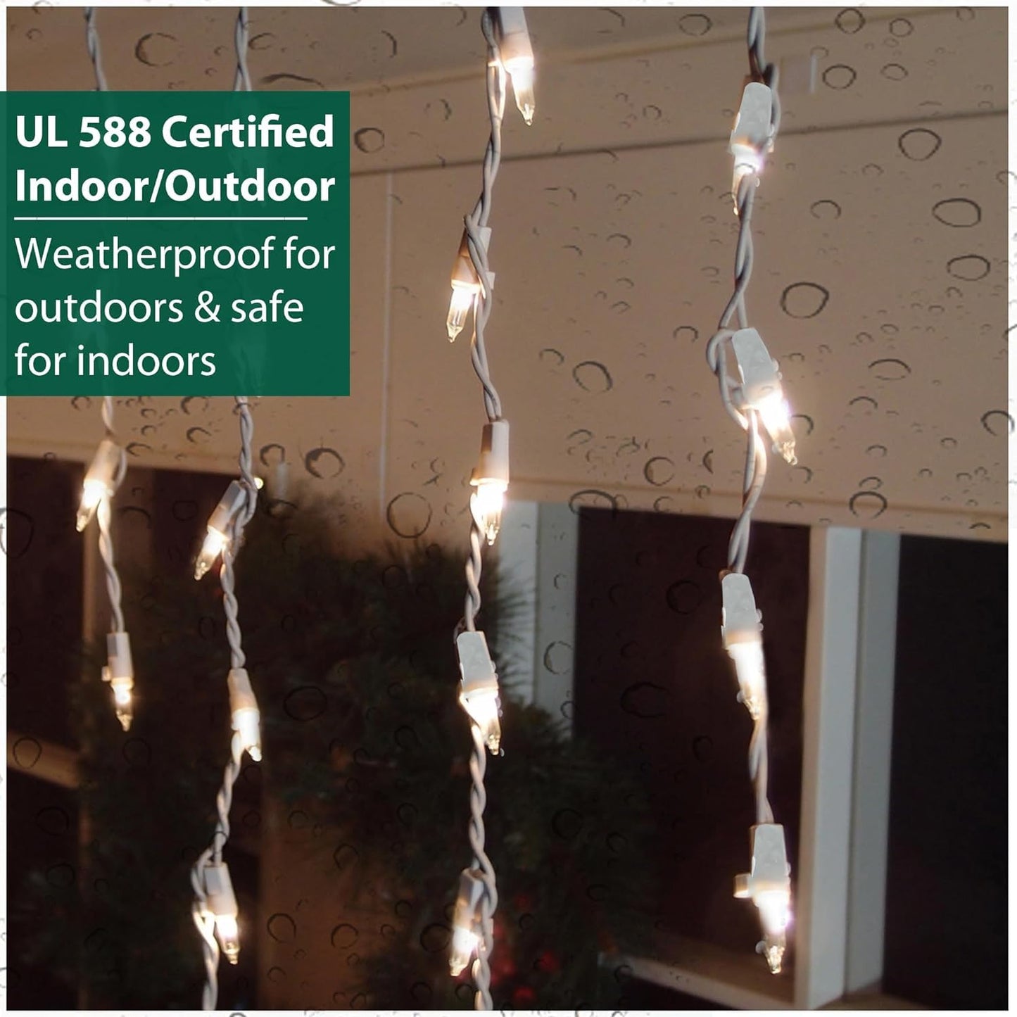 Brite Star 300-Count Stay-Straight Multicolor Window Icicle Lights Set - White Wire Mini Lights