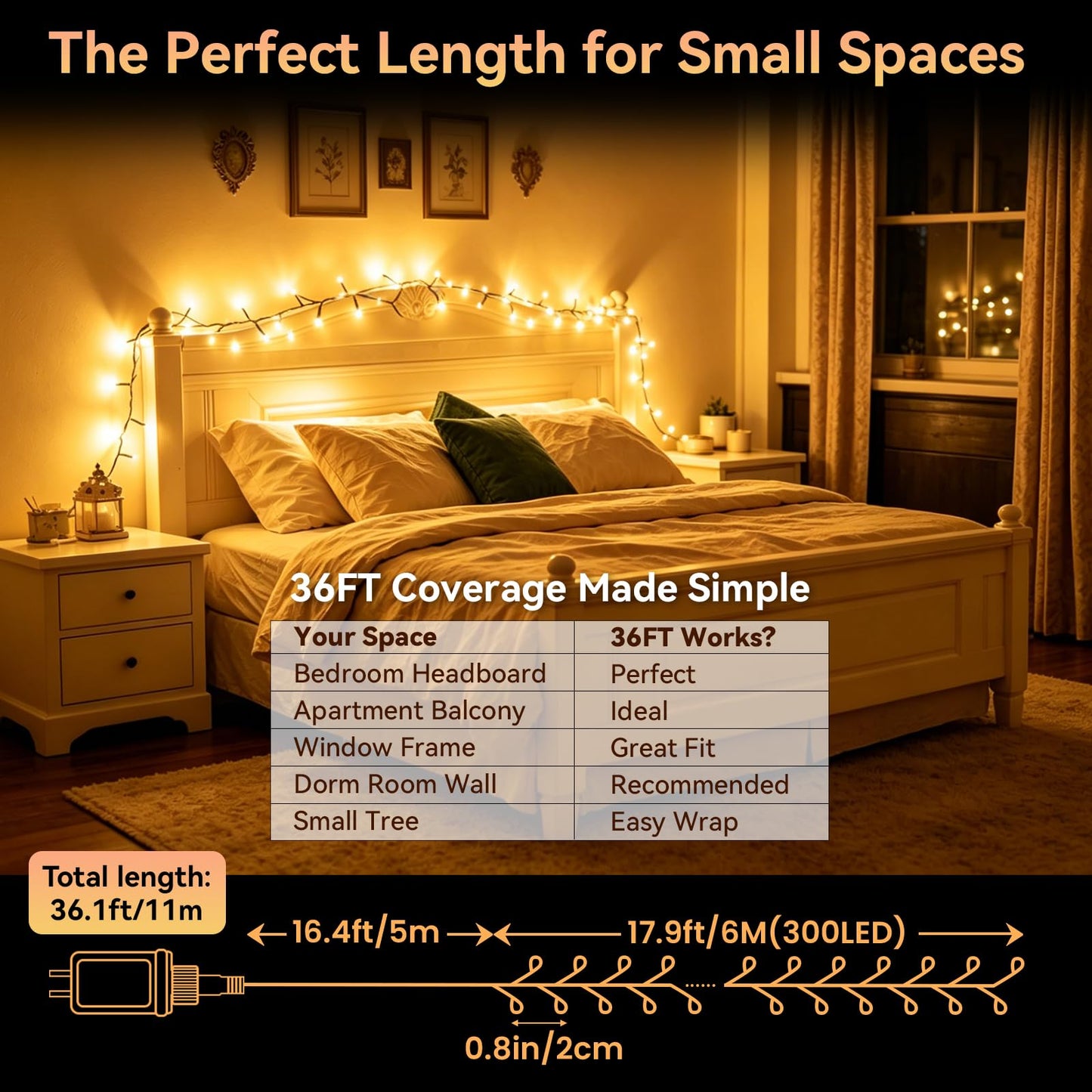 Dailyart 300 LED Warm White Christmas Lights: 36Ft Remote Control Fairy Lights with Timer - Waterproof Fairy Lights Firecracker Plug in String Lights for Garden Wedding Party