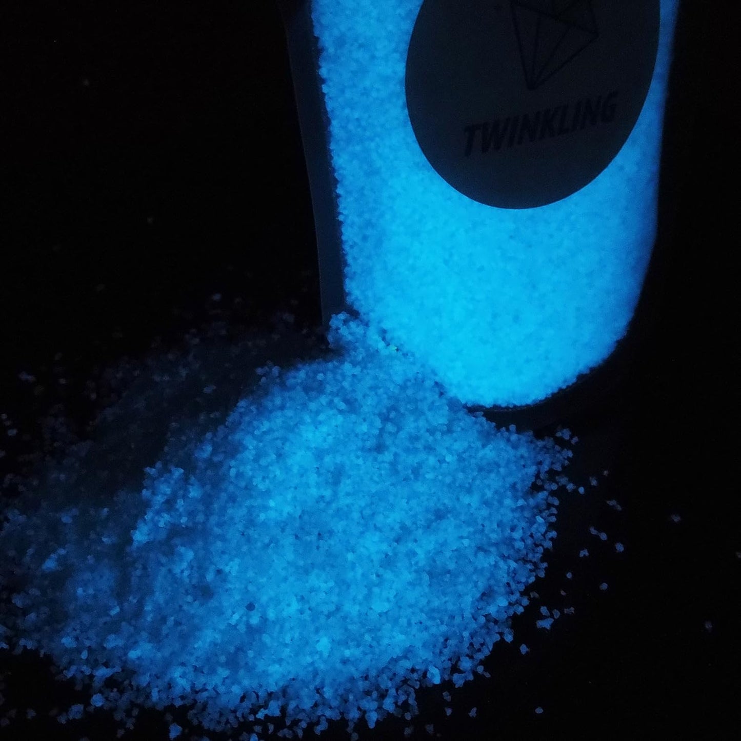 TWINKLING Glow in The Dark Pigment,Crushed Glass, Broken Glass Glitter, Glow in The Dark Stones Chips for DIY Resin Art Epoxy Crafts, Nail Art, Jewelry Making Home Decor, 0.85mm(100g) (Sky Blue)