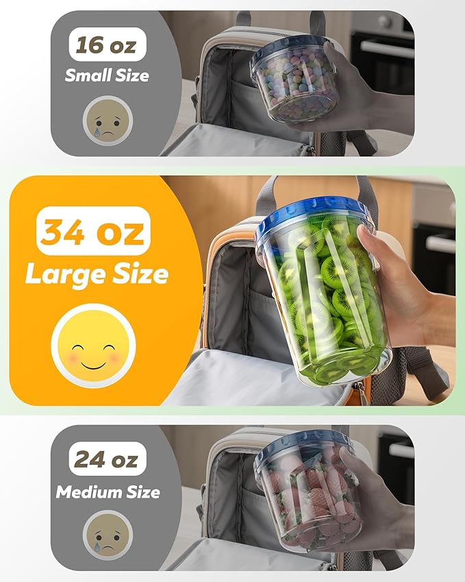 6 Pack-34 oz Freezer Storage Containers, Plastic Food Storage Containers