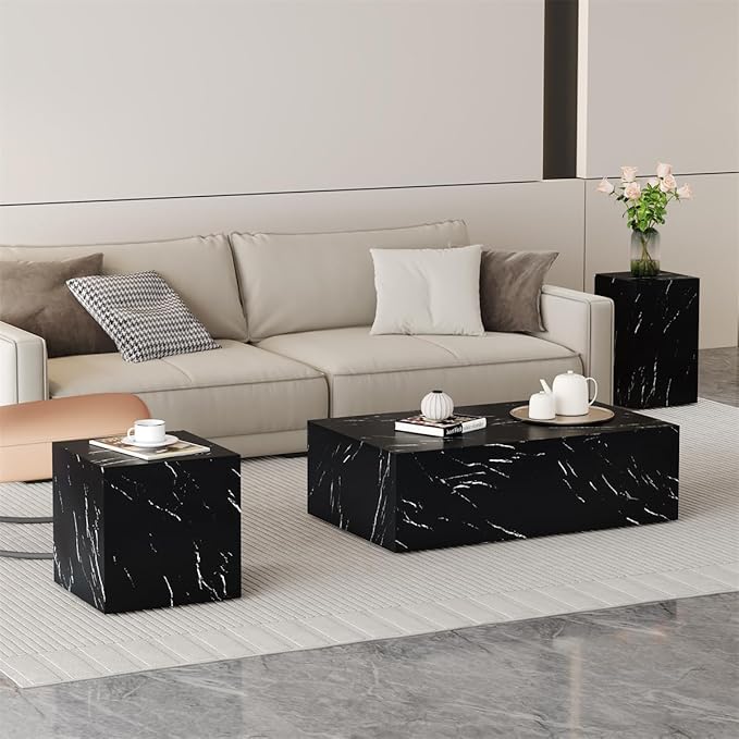 Coffee Table Set for 3, Living Room Table Set, Modern Coffee Table Set