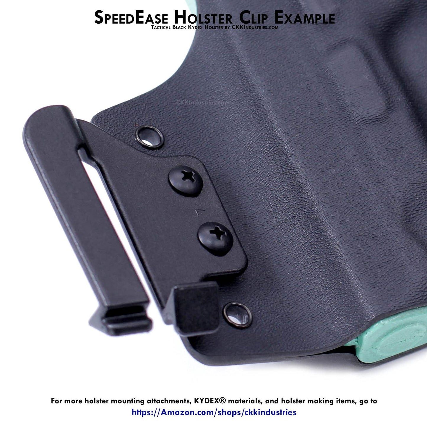 HolsterSmith Holster Belt Clips - SpeedEase Design - (Fits 1.50 inch Belts) - USA Made - Black - (with Mounting Hardware) - (1 Pair) - for Holster Making & Hobby