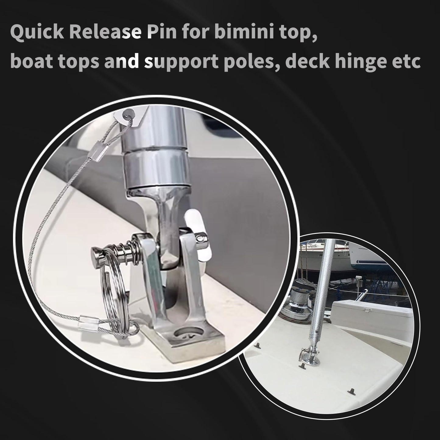 Laorde Bimini Top Quick Release Pins 1/4 inch Diameter with Drop Cam and Spring, Usable Length 0.9 inch, Full 316 Stainless Steel, Marine Hardware (4 PCS)
