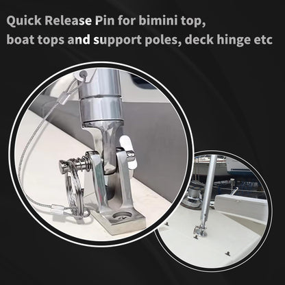 Laorde Bimini Top Quick Release Pins 1/4 inch Diameter with Drop Cam and Spring, Usable Length 0.9 inch, Full 316 Stainless Steel, Marine Hardware (4 PCS)